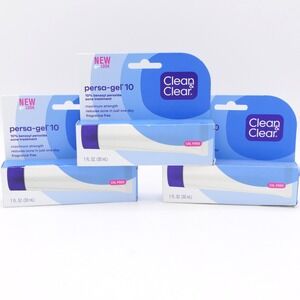 Clean & Clear Persa-Gel 10 Acne Treatment Oil Free 3 Pack 1 oz Ea Exp 10/26+